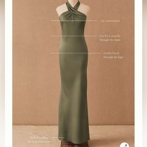 BHLDN Ruby Twist Halter Satin Gown. Midnight (navy). Size 0